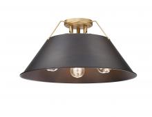  3306-3FM BCB-RBZ - Orwell BCB 3 Light Flush Mount in Brushed Champagne Bronze with Rubbed Bronze shade